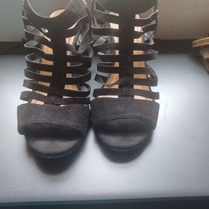 Womens black wedge sandal. Gently worn size 7.5